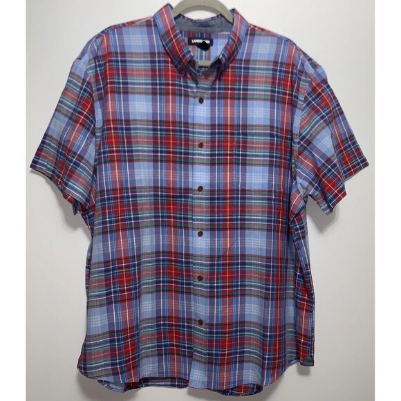 LANDS' END Shirts Short Sleeve Button Down Cotton Size XXL Lot of 3 Plaid - Picture 8 of 12